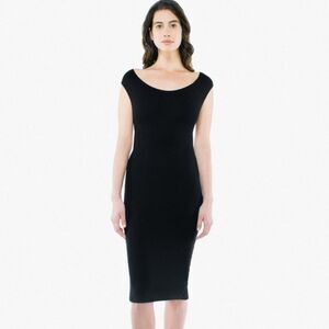 American Apparel Black Cross Back Midi Bodycon Dress, Size Small